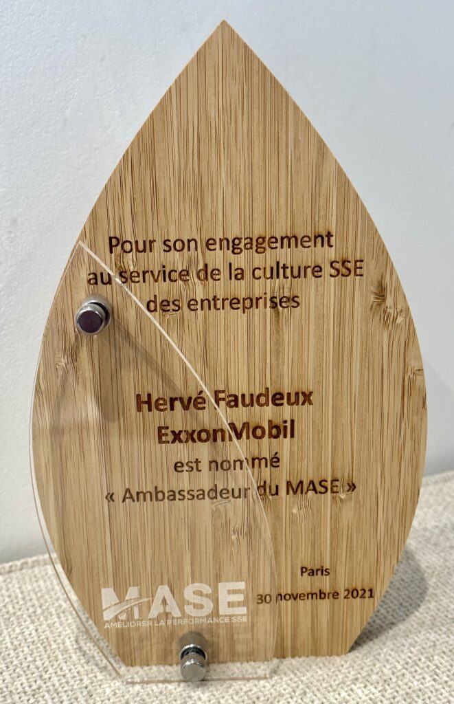 Avec regrets je dois alors abandonner ma participation aux groupes de travail du MASE compte tenu de mon nouveau rôle de consultant en Sécurité Santé Environnement au sein de FACE 2SI.

 Dans tous les cas c’est néanmoins avec beaucoup d’énergie que je garde mon rôle d’Ambassadeur « à vie » du MASE.